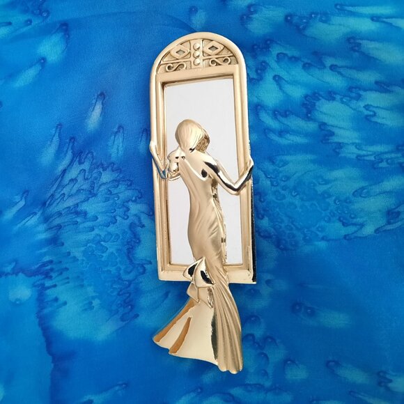 Vintage A.J.C. Woman and Mirror Brooch - Picture 1 of 3